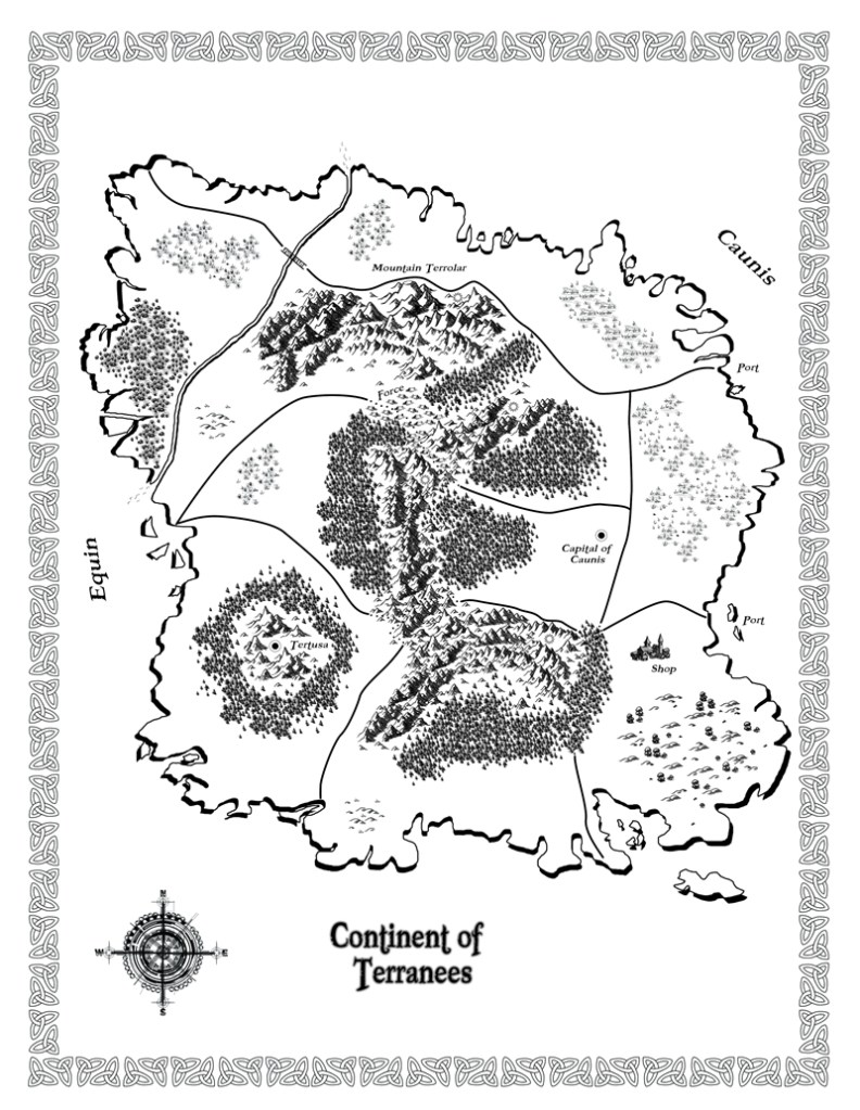 Fantasy map of the Continent of Terranees